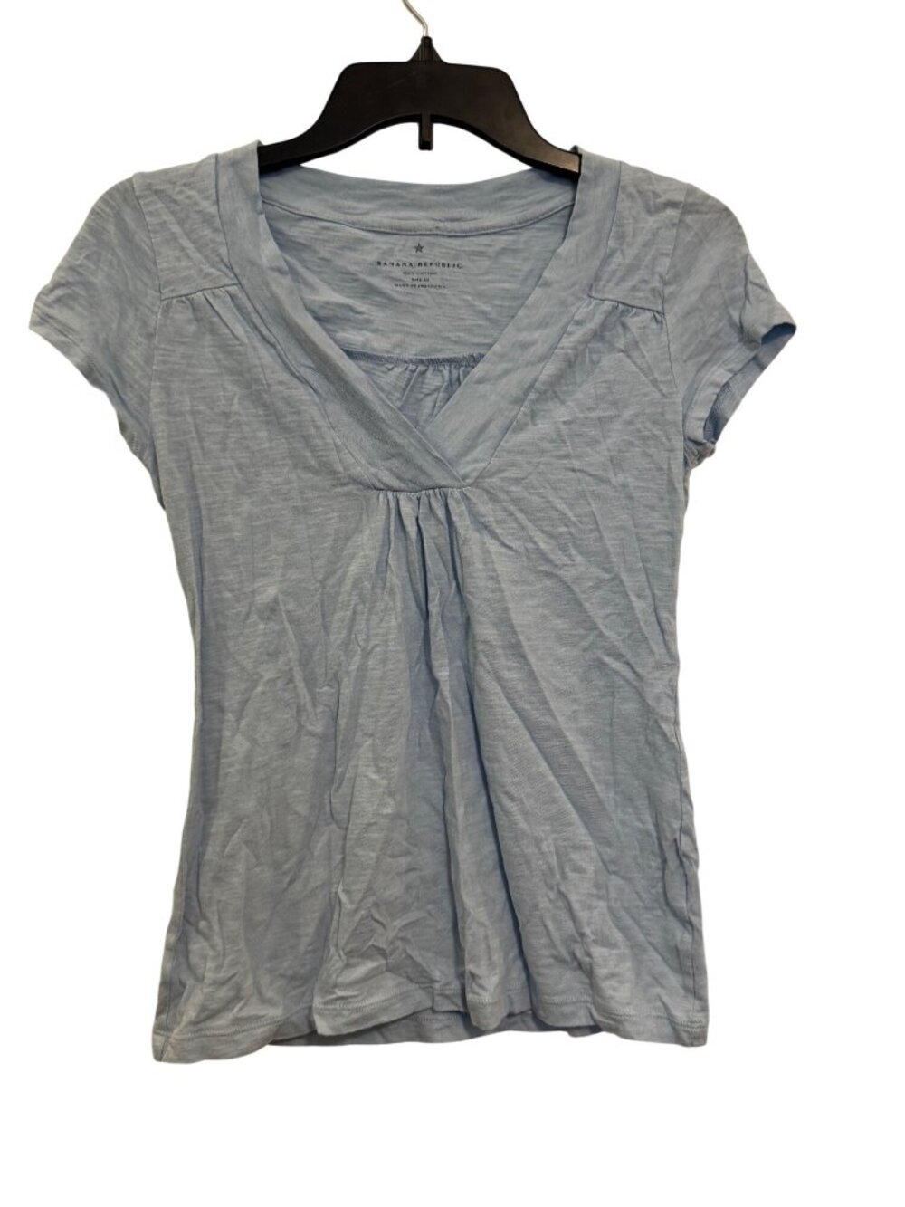 Banana Republic Womens XS shirt Light Blue Short Sleeve Cotton Top